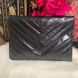 Authentic YSL Vintage Leather Quilted Clutch Bag